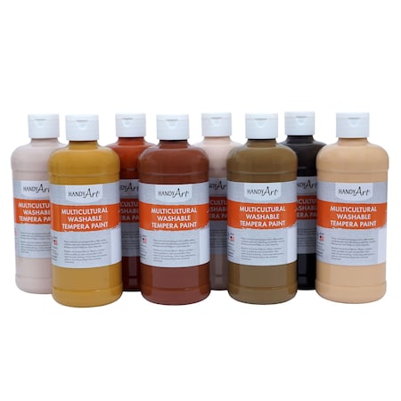 Handy Art Washable Tempera, Pint, Multicultural Set, 8 Colors 882-267